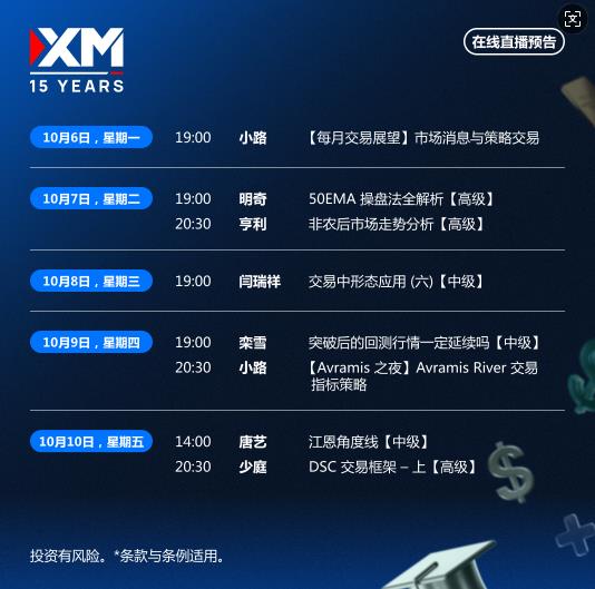 【XM官网】:中文在线直播讲座 本周预告(图1) 【XM官网】:中文在线直播讲座 本周预告(图1)